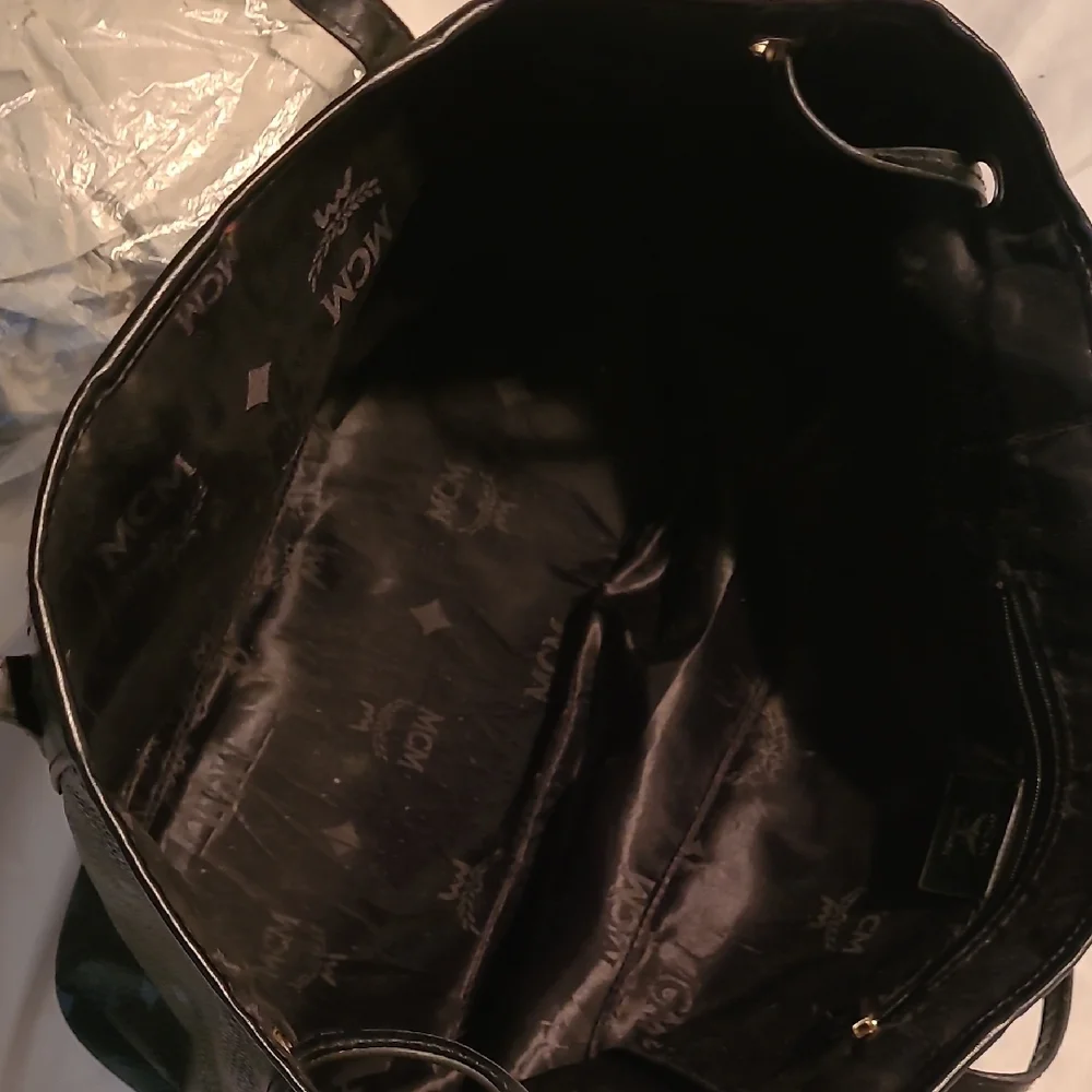 MCM Black and Gold Tote with Logo Pattern - Picture 6 of 8